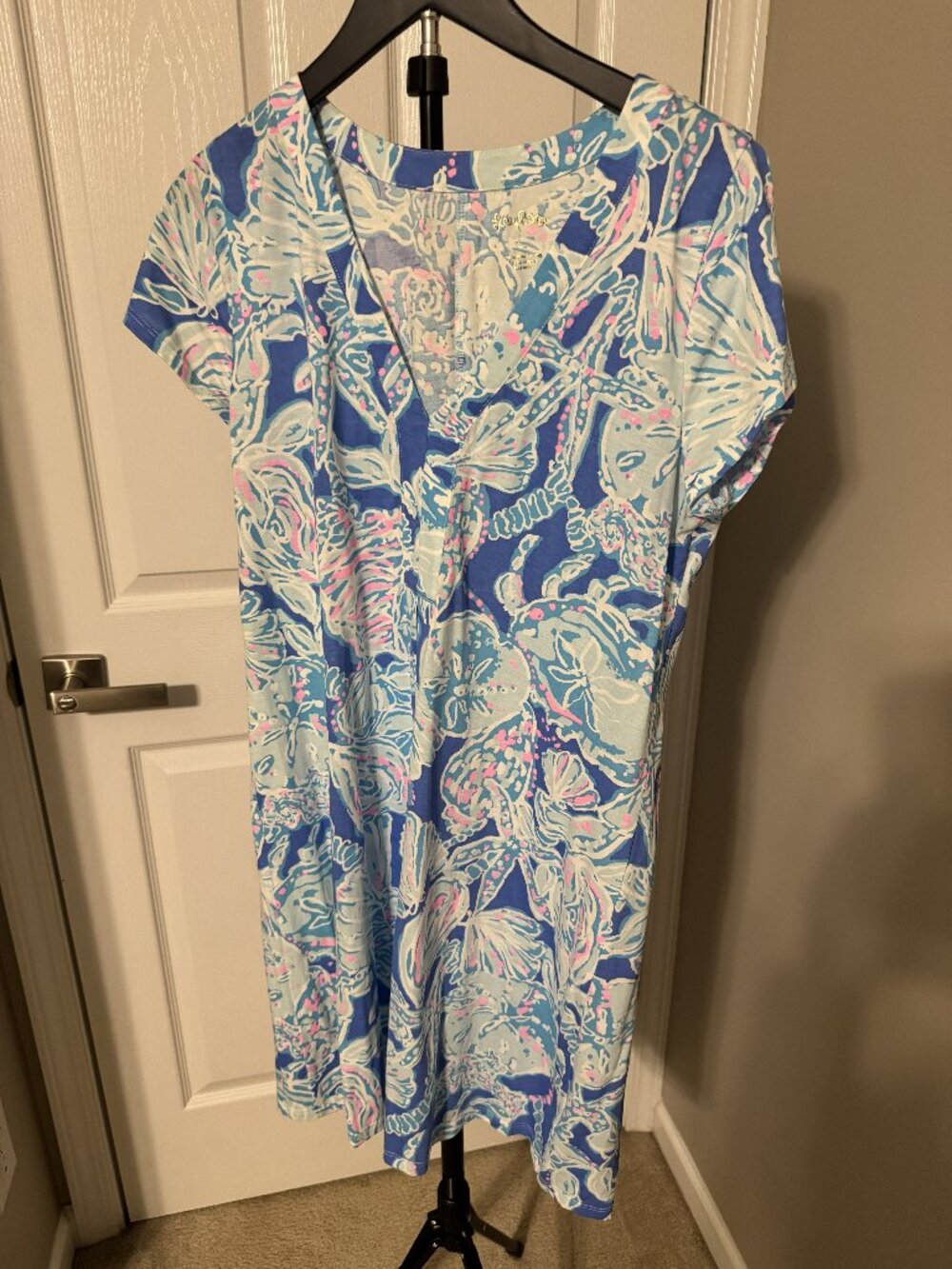 Lilly Pulitzer Amina Cap Sleeve Swing Dress in Blue Haven Pop Up into the Deep